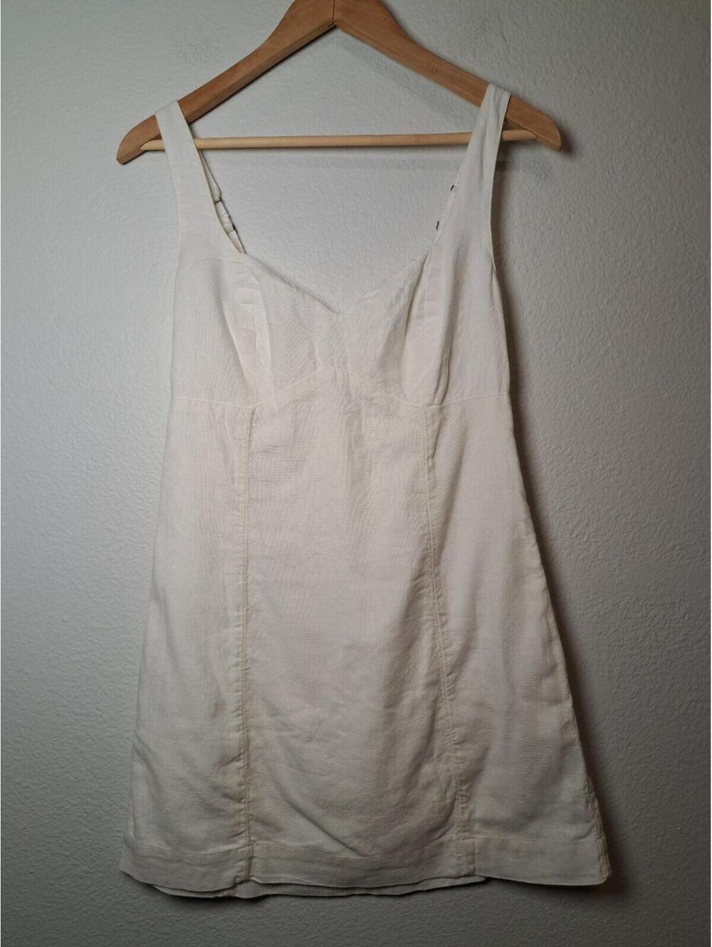 Abercrombie & Fitch Linen Blend Mini Dress White MT Clean Girl Minimalist SP